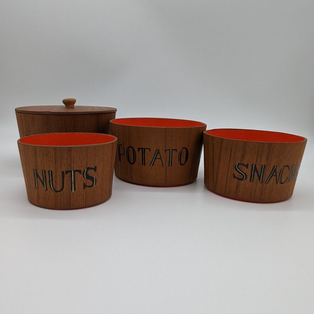 Vintage Nuts Snacks Pretzels Potato Chips Retro Containers Missing Lids Wear - Picture 2 of 11